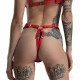 Упаковка шкіряних трусиків стрінг бікіні Feral Feelings Red, брендований дизайн