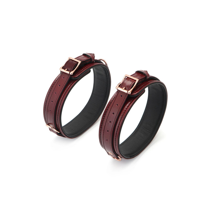 Фіксатори для стегон Liebe Seele Wine Red Cuffs, вид збоку, червоне вино, натуральна шкіра