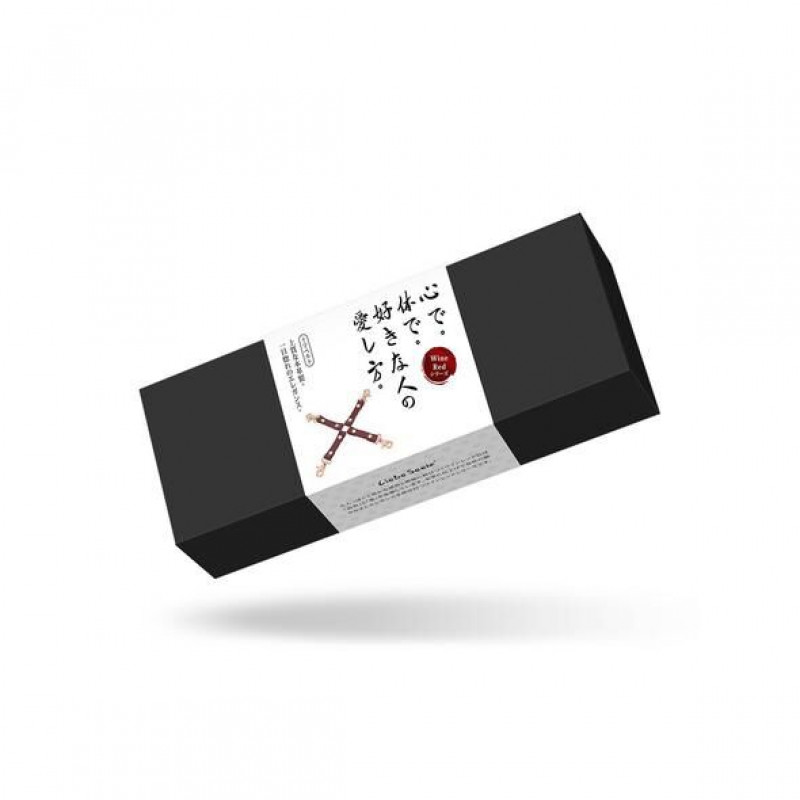 Шкіряна хрестовина Liebe Seele Hogtie винно-червона - комплексний вид