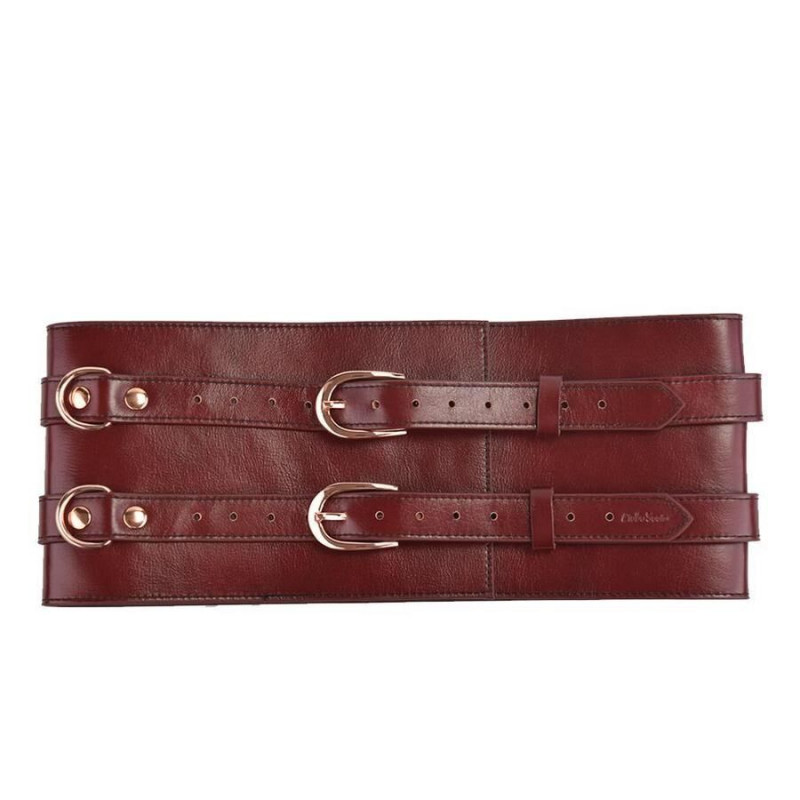 Шкіряний пояс Liebe Seele Wine Red Waist Cuff, розмір S, у розгорнутому вигляді