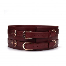 Пояс для бондажу шкіряний Liebe Seele Wine Red Waist Cuff, M Size