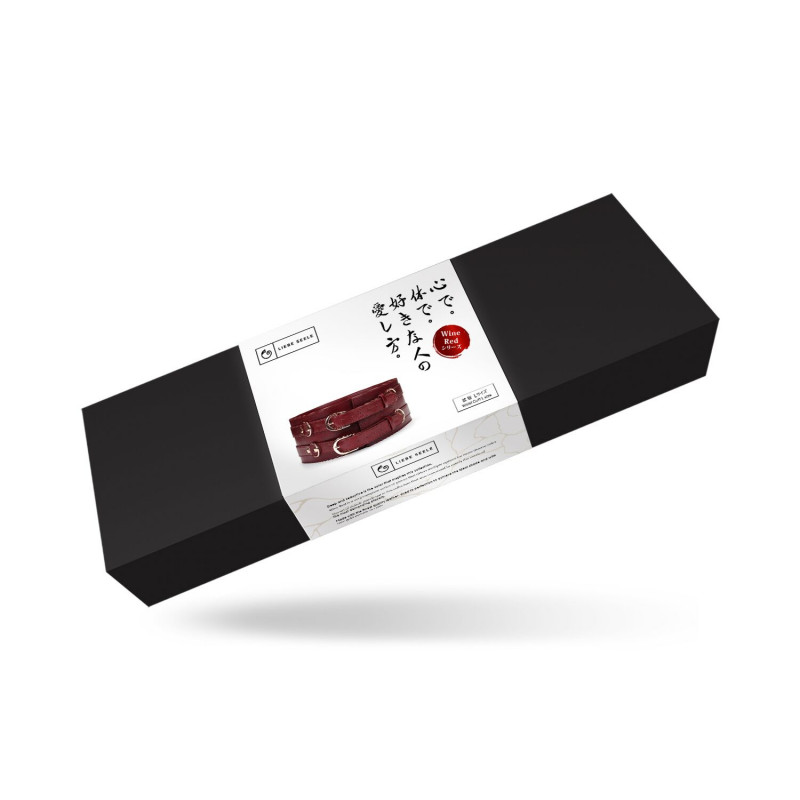 Шкіряний пояс для бондажу Liebe Seele Wine Red Waist Cuff L Size - на моделі, загальний вигляд