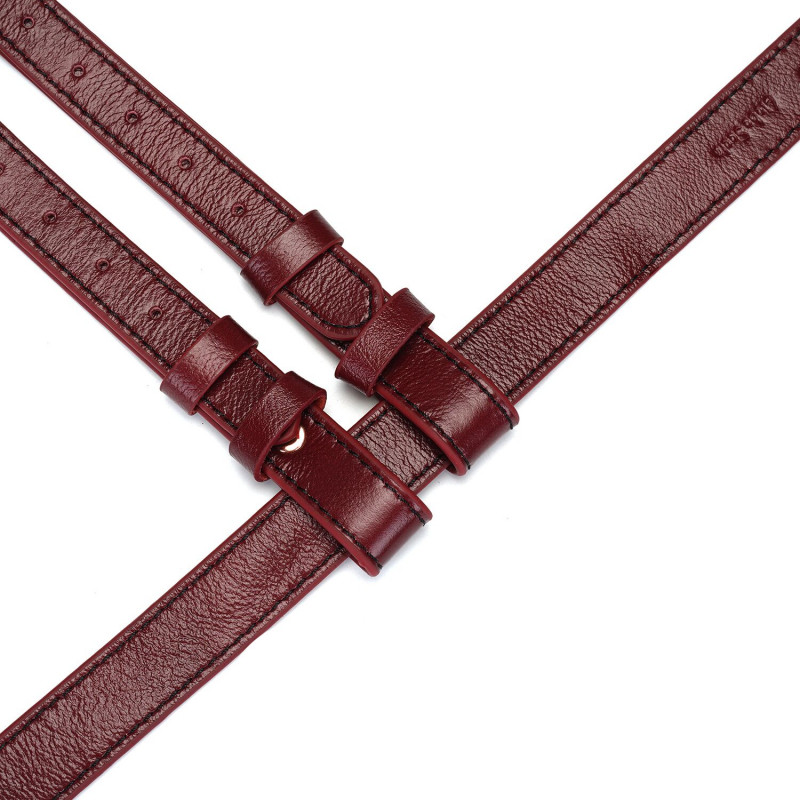 Упаковка шкіряних трусиків Liebe Seele Wine Red Strap on Harness, бренд Liebe Seele
