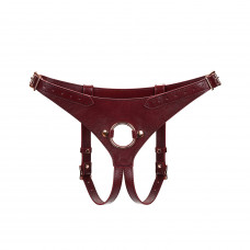 Шкіряні трусики для страпона Liebe Seele Wine Red Strap on Harness, універсальний розмір — Keks-Hub