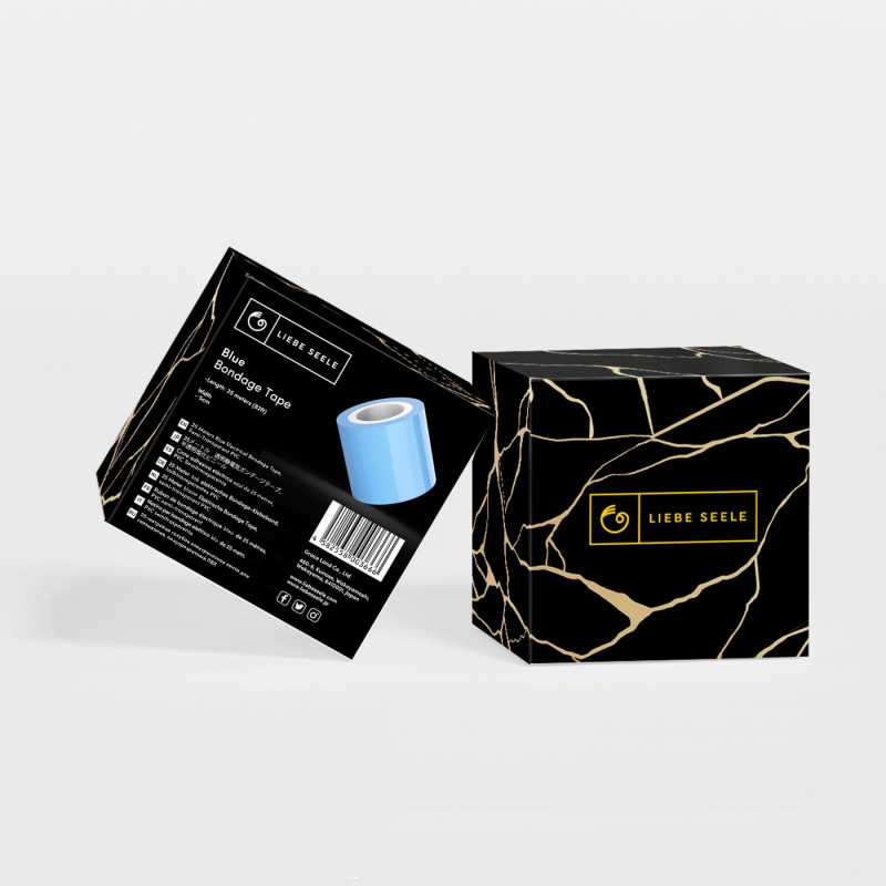 Упаковка синього бондажного скотчу Liebe Seele 25м, детальний вигляд