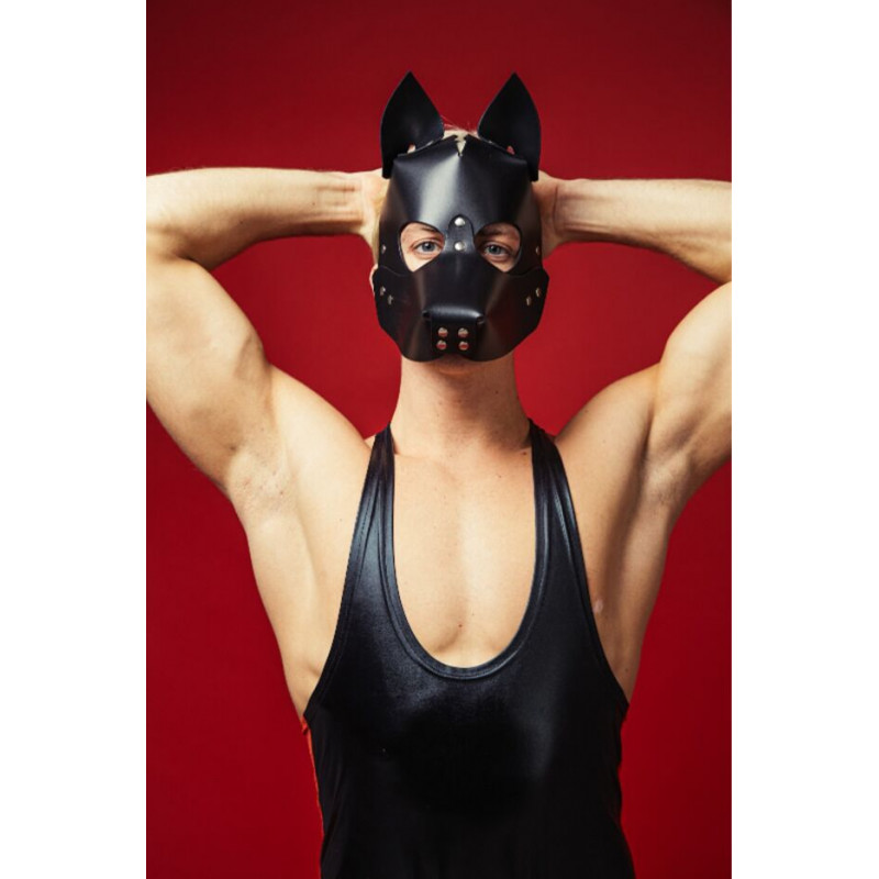 Вигляд збоку маски собаки BDSM D&A, акцент на анатомічну форму