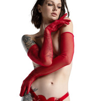 Рукавички сітка Feral Feelings Long Glover M червоні