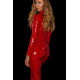 Червоний лакований комбінезон D&A Annette, розмір L, вид збоку, деталі крою