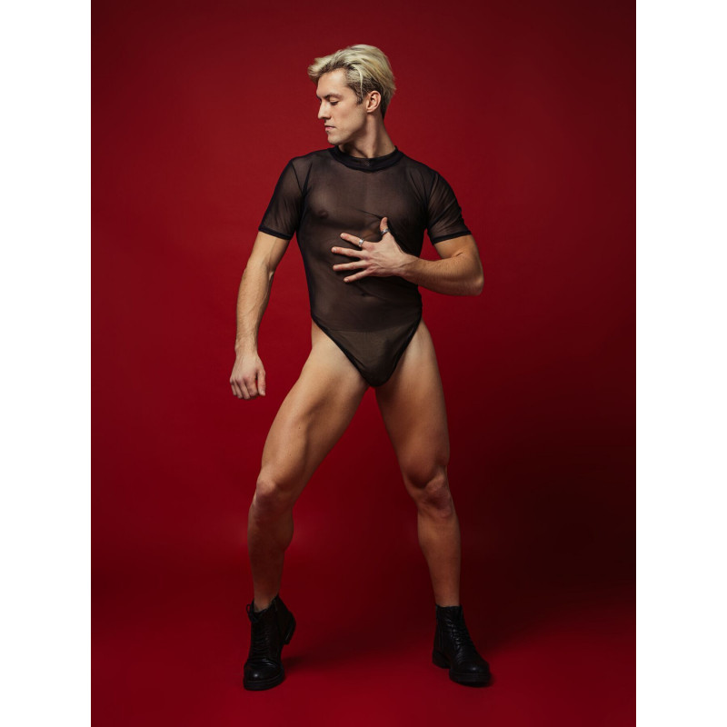 Деталі чоловічого сітчастого боді D&A XL, текстура тканини