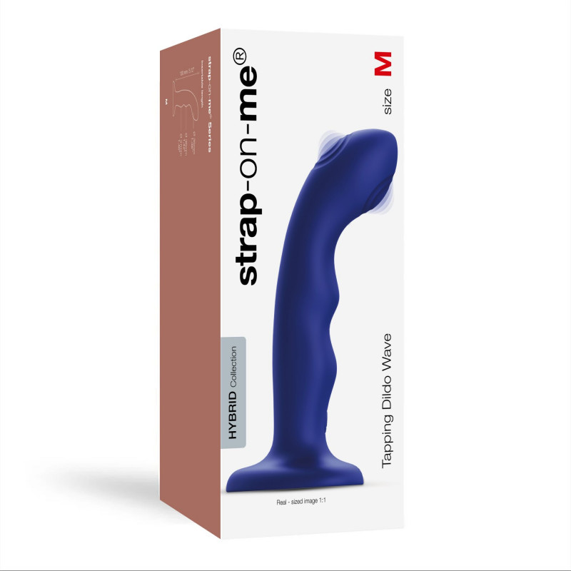 Насадка для страпона Strap-On-Me TAPPING DILDO WAVE – NIGHT BLUE (М) – вид зверху, що показує основу для кріплення до страпона