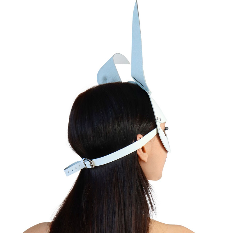 Шкіряна маска Зайчика Art of Sex - Біла, вид збоку