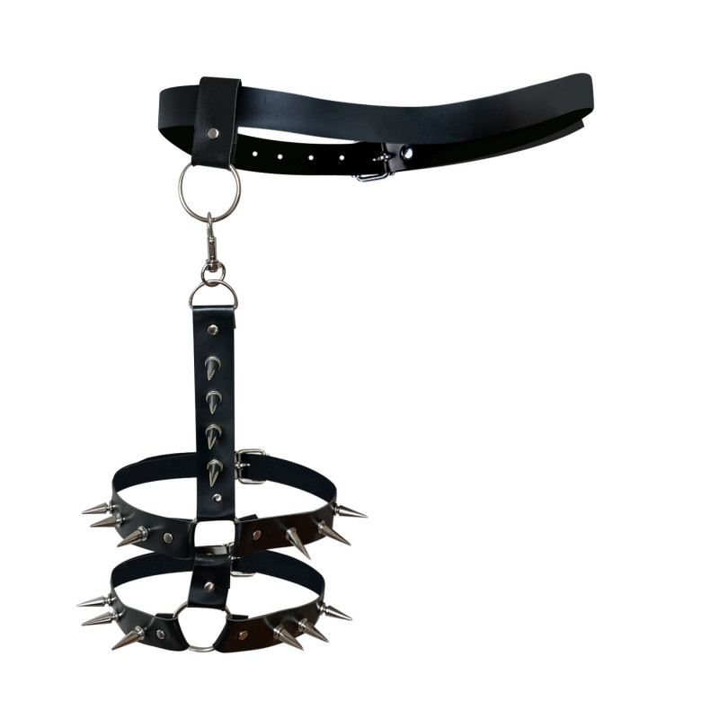 Чоловічі чорні шкіряні гартери Art of Sex Serge, вид збоку