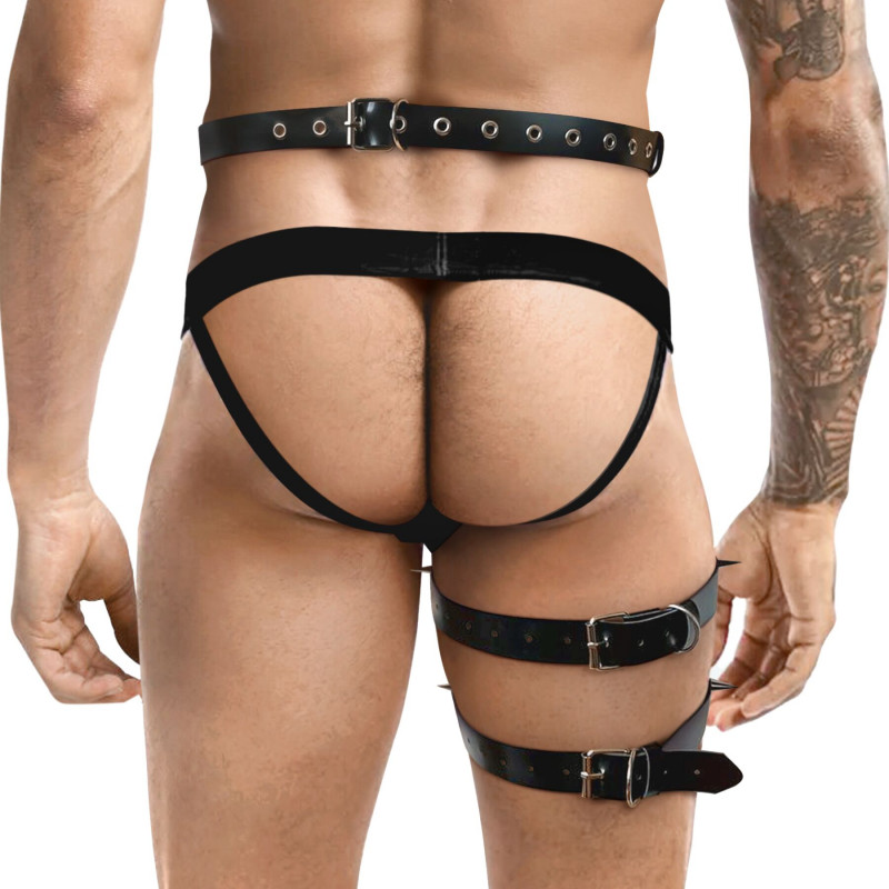 Чоловічі шкіряні гартери Art of Sex Serge, вид збоку, деталі кріплення