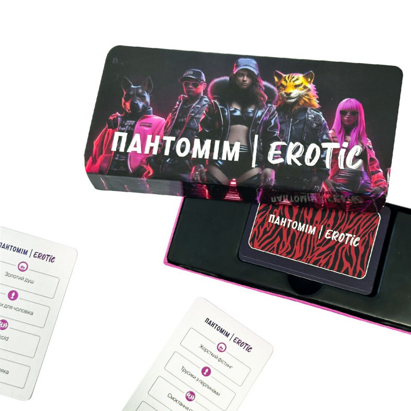 Еротична гра Пантомім Erotic (UA) Asgard Games - вид збоку, демонструє компоненти