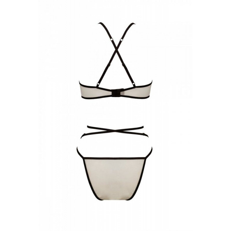 Комплект білизни Passion CHIKA SET, S/M, cream, деталі дизайну трусиків, посадка та мереживо