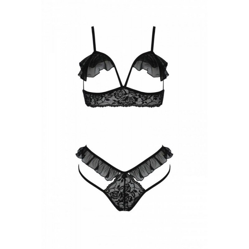 Еротичний комплект Passion DOLLY SET L/XL black збоку: ідеальна посадка та витончений силует
