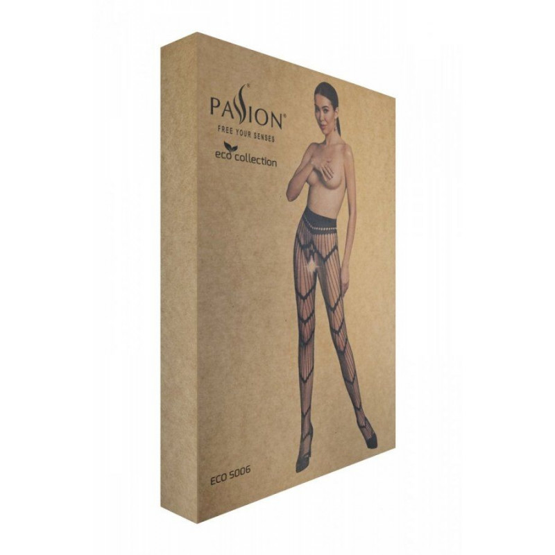 Білі колготки-бодістокінг Passion ECO S006, демонстрація прозорості