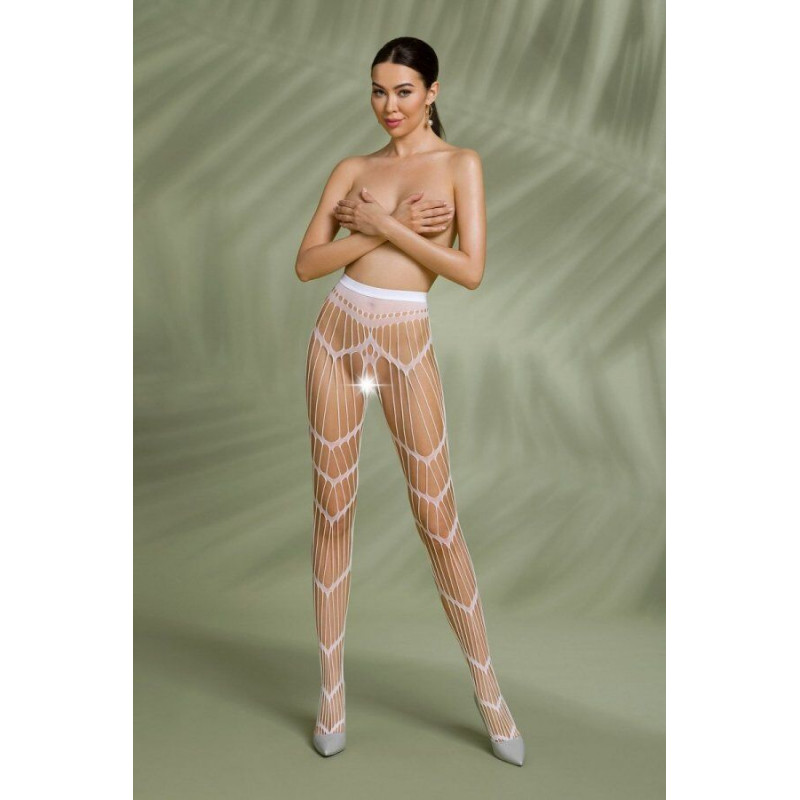 Деталізація швів білих колготок-бодістокінг Passion ECO S006