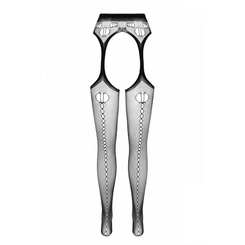 Еротичні колготки-бодістокінг Passion ECO S008 black, вид ззаду, елегантний виріз