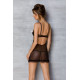 Еротичний пеньюар Passion MARINA CHEMISE XXL/XXXL чорний, загальний вигляд, як виглядає на моделі