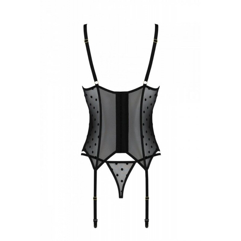 Деталі дизайну корсету Passion MARINA CORSET, S/M, black: відкриті чашки та оздоблення