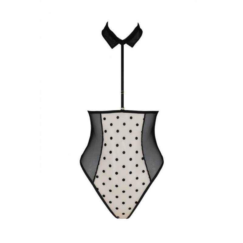 Текстура тканини еротичного боді Passion TRISHA BODY S/M beige - ніжність та еластичність