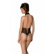 Еротичне боді Passion TRISHA BODY L/XL black, деталі з мережива та ремінців, елегантний вигляд