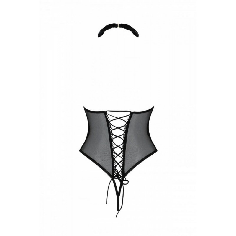 Еротичне боді Passion TRISHA BODY L/XL black, вид ззаду, відкрита спина