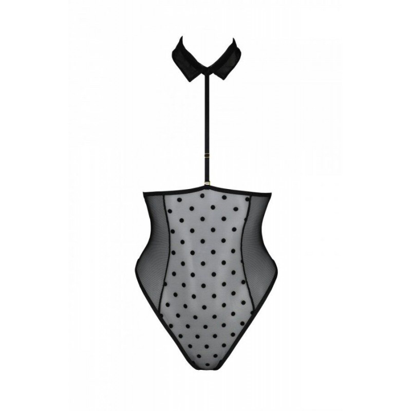 Текстура тканини еротичного боді Passion TRISHA BODY, чорне, з відкритими чашками