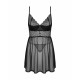 Еротичний комплект Obsessive Chemeris babydoll & thong M/L - ближчий вигляд на мереживо пеньюара