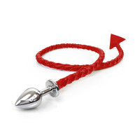 Анальна пробка Art of Sex Succubus металева L з диявольським хвостом, червона екошкіра