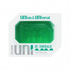 Унісекс-стимулятор Tenga UNI Emerald, зелений, з геометричним рельєфом, лубрикант у комплекті — Keks-Hub