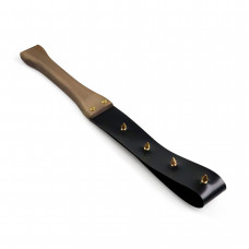 Ляскалка БДСМ Art of Sex BDSM Strong, з шипами, дерев'яна ручка, натуральна шкіра — Keks-Hub