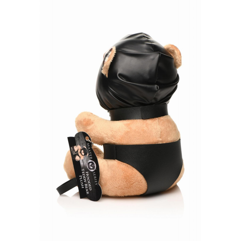 Плюшевий ведмедик Master Series HOODED Teddy Bear БДСМ, вигляд збоку з повідцем