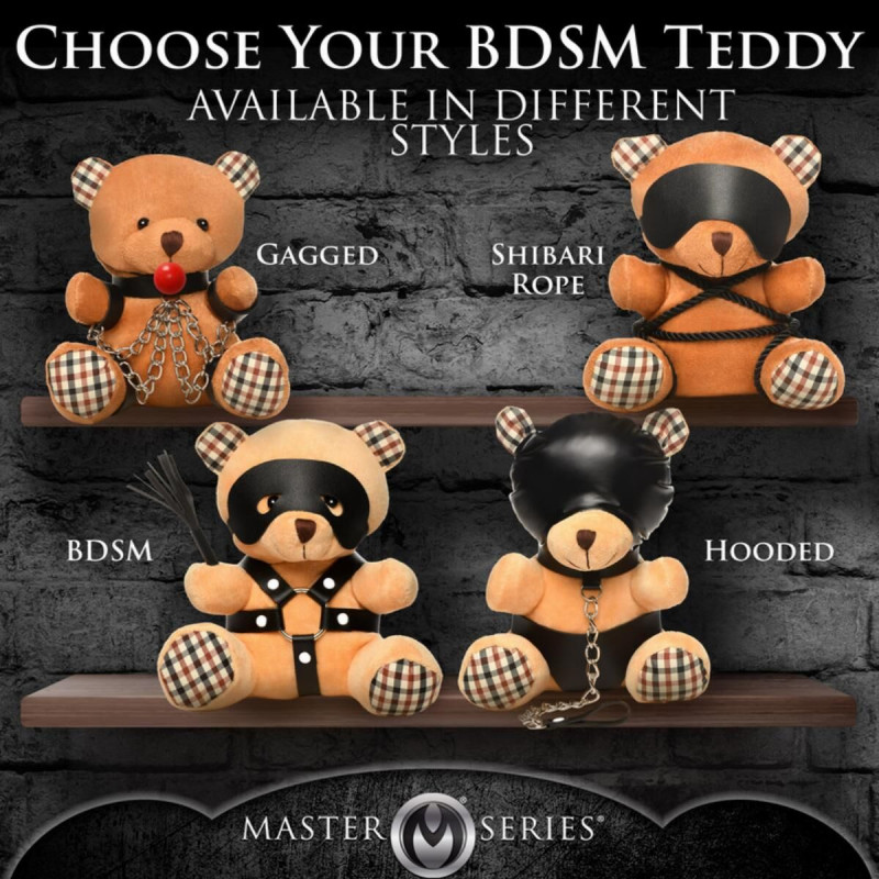 Плюшевий ведмедик Master Series HOODED Teddy Bear БДСМ, крупний план обличчя та капюшона