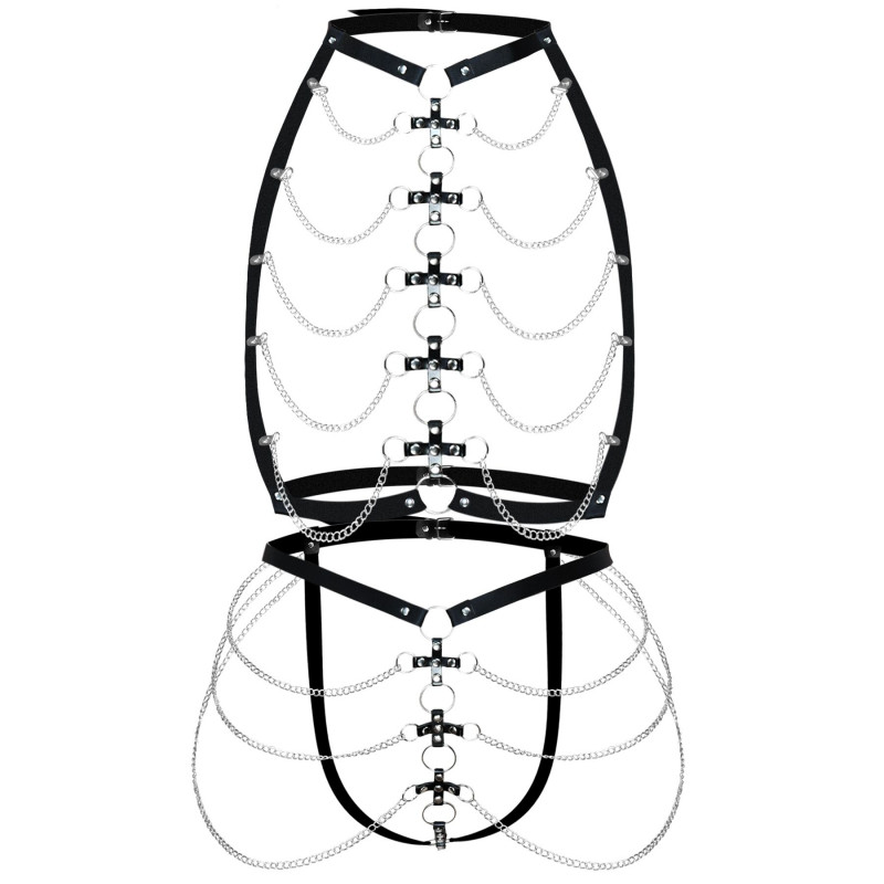 Текстура чорної шкіри: детальний знімок набору Art of Sex Cross