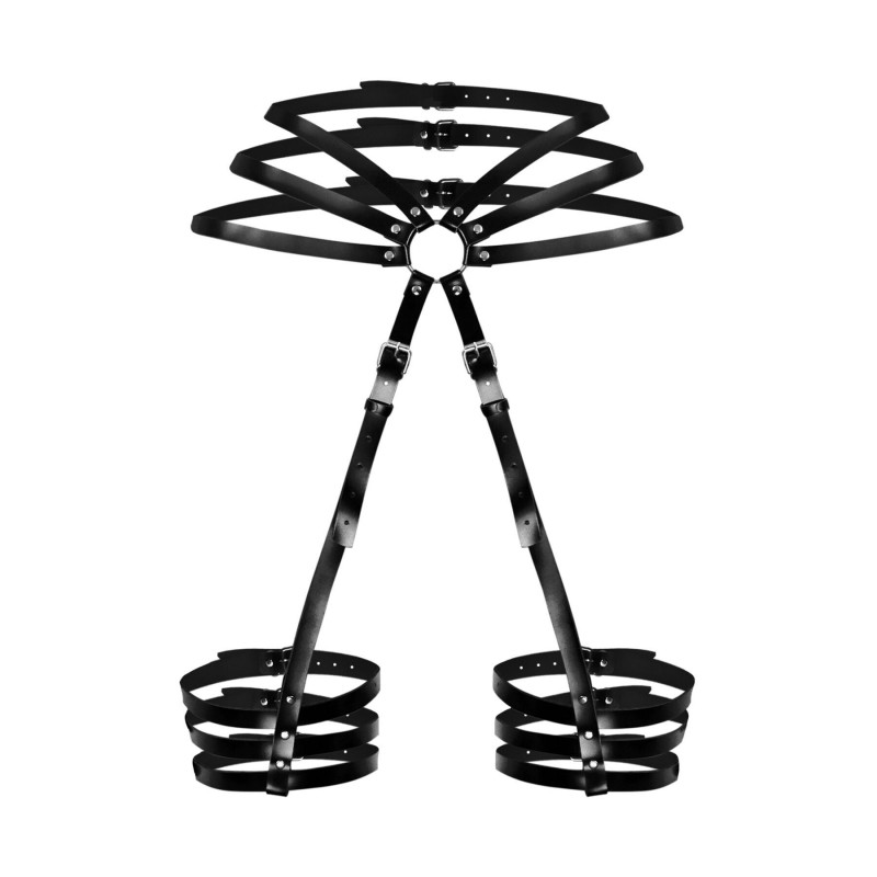 Текстура чорної шкіри гартерів Art of Sex Vivien L-2X – демонстрація високоякісного матеріалу