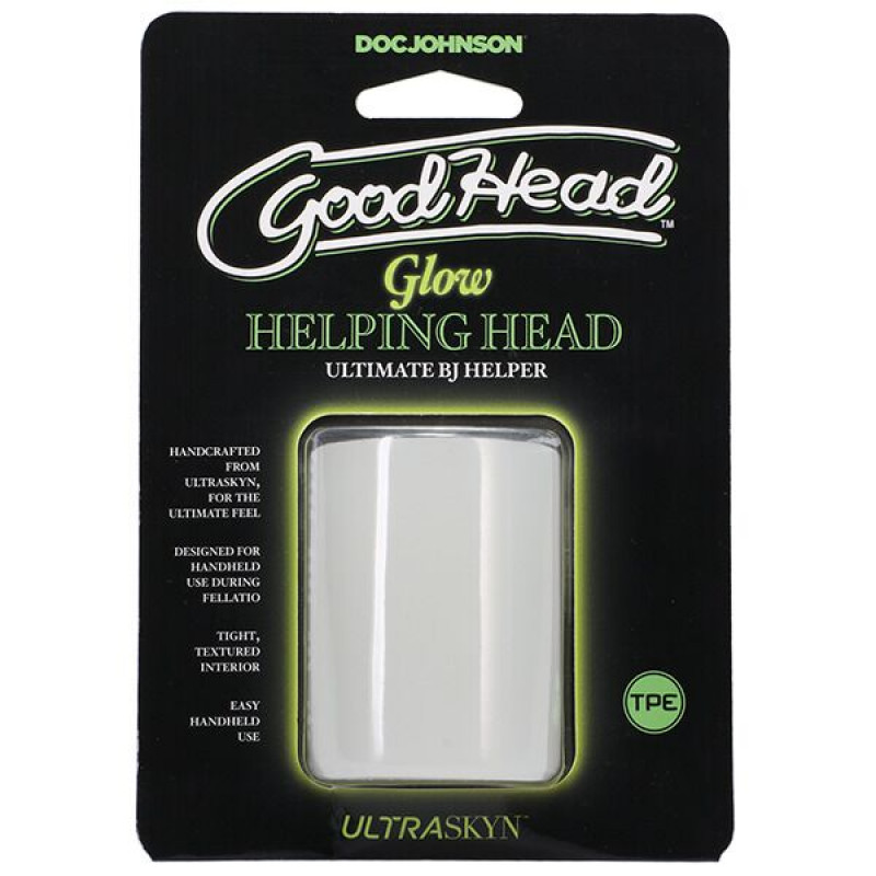 Мастурбатор Doc Johnson GoodHead Glow Helping Head, демонстрація світіння в темряві