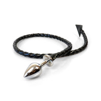 Анальна пробка Art of Sex Succubus металева L з диявольським хвостом, чорна, екошкіра