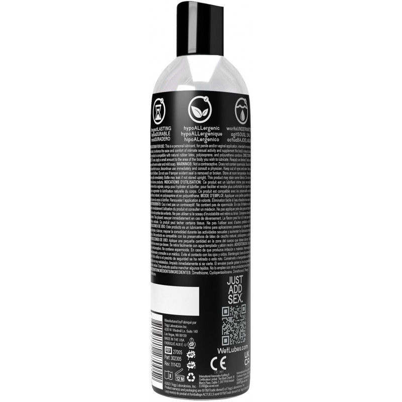 Упаковка лубриканту Wet Pure Silicone Platinum 118 мл – стильний дизайн бренду Wet