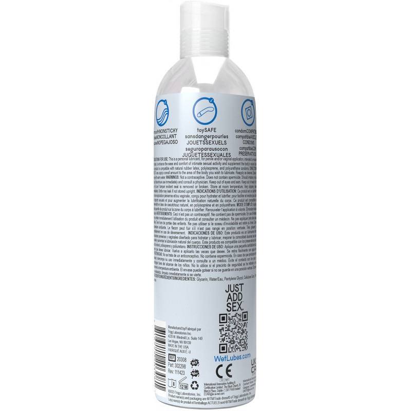 Лубрикант Wet Pure Water Based 118 мл, вигляд упаковки збоку, деталі складу