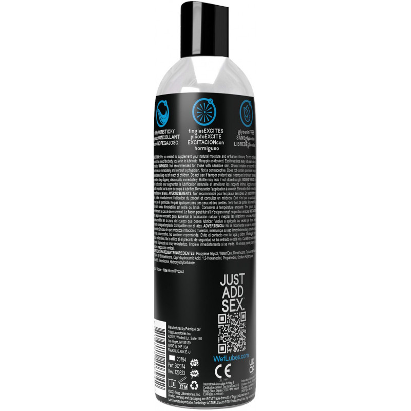 Упаковка охолоджувального лубриканту Wet Extra Sensations Tingling водно-силіконовий 118 мл - вигляд збоку