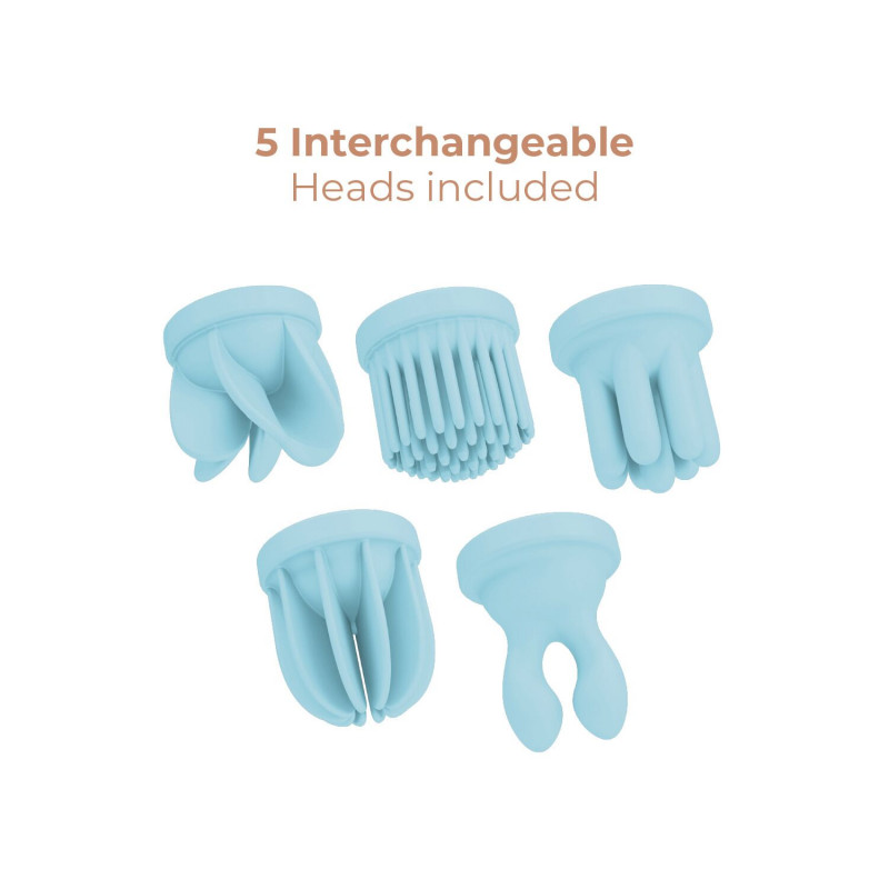 Вібратор Adrien Lastic Caress Blue, крупний план обертових насадок