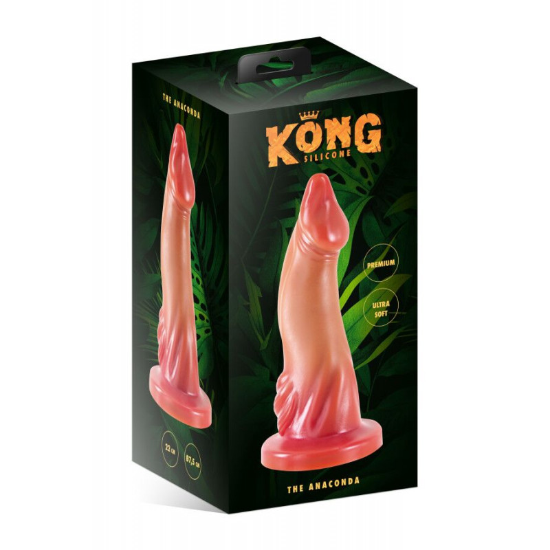 Фентезійний фалоімітатор Kong Silicone The Anaconda, 23 см, темно-сірий - вигляд збоку