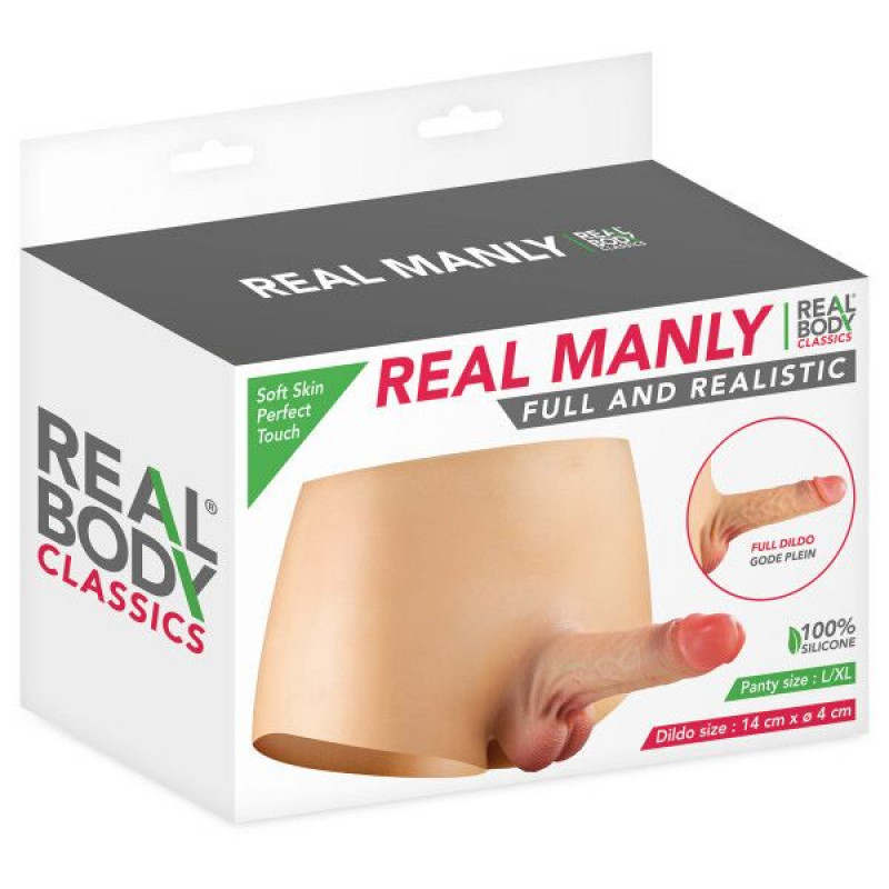 Силіконові трусики з фалоімітатором Real Body Real Manly L/XL, вигляд зверху, кріплення