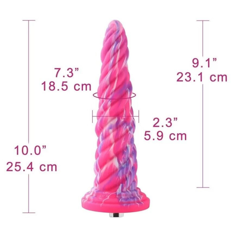 Фалоімітатор Hismith Awl Shape Silicone Dildo Monster Series, вид збоку з кріпленням KlicLok