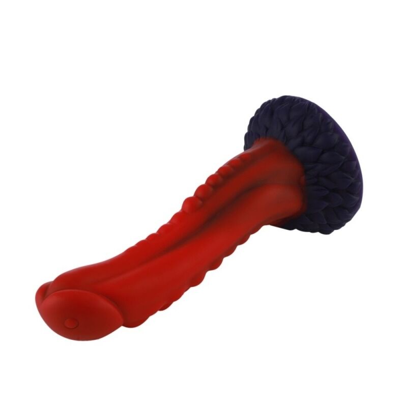 Фалоімітатор Hismith 8.35″ Curved Silicone Dildo Red Monster Series збоку