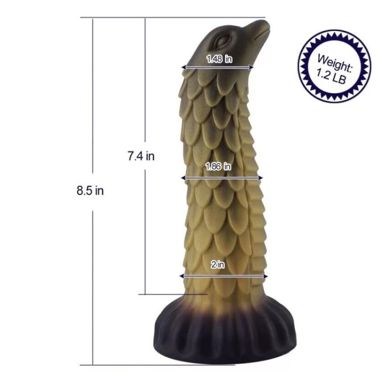 Фалоімітатор Hismith 8.5″ Squama Beast Silicone Dildo Monster Series KlicLok – детальний вигляд