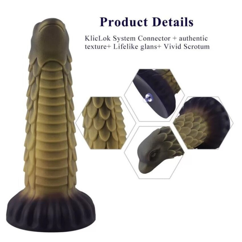 Фалоімітатор Hismith 8.5″ Squama Beast Silicone Dildo Monster Series KlicLok – текстура поверхні
