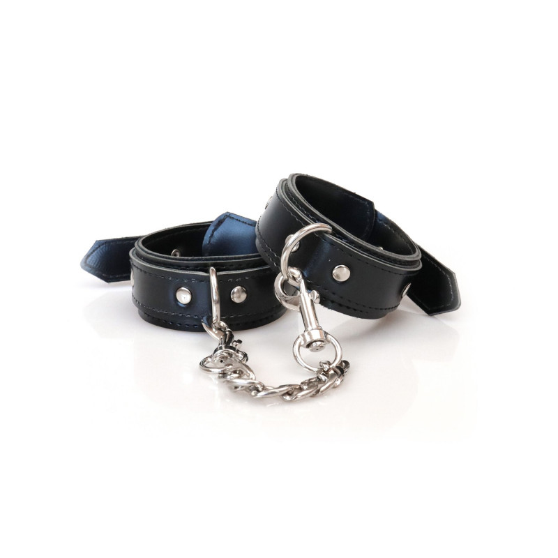 Наручники Art of Sex Emoji чорні з екошкіри, вид збоку